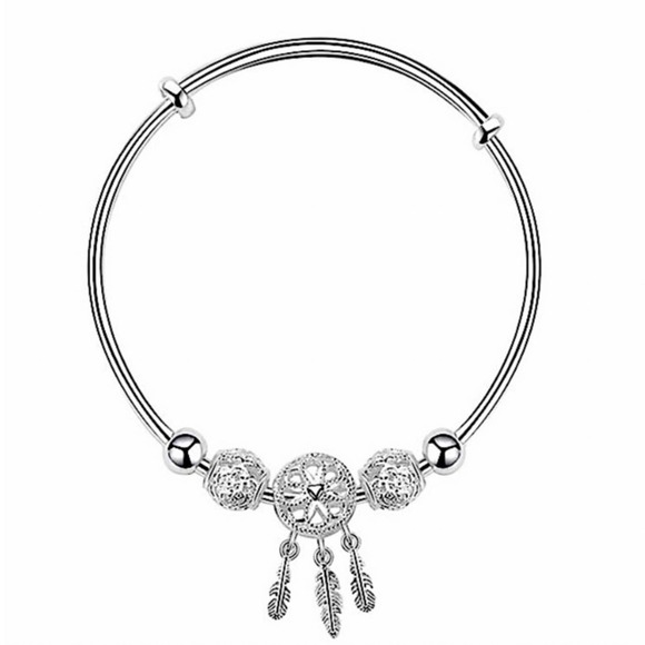 Sterling Silver Dreamcatcher Matching Bangle Bracelet, Earrings Necklace Set - Picture 6 of 9